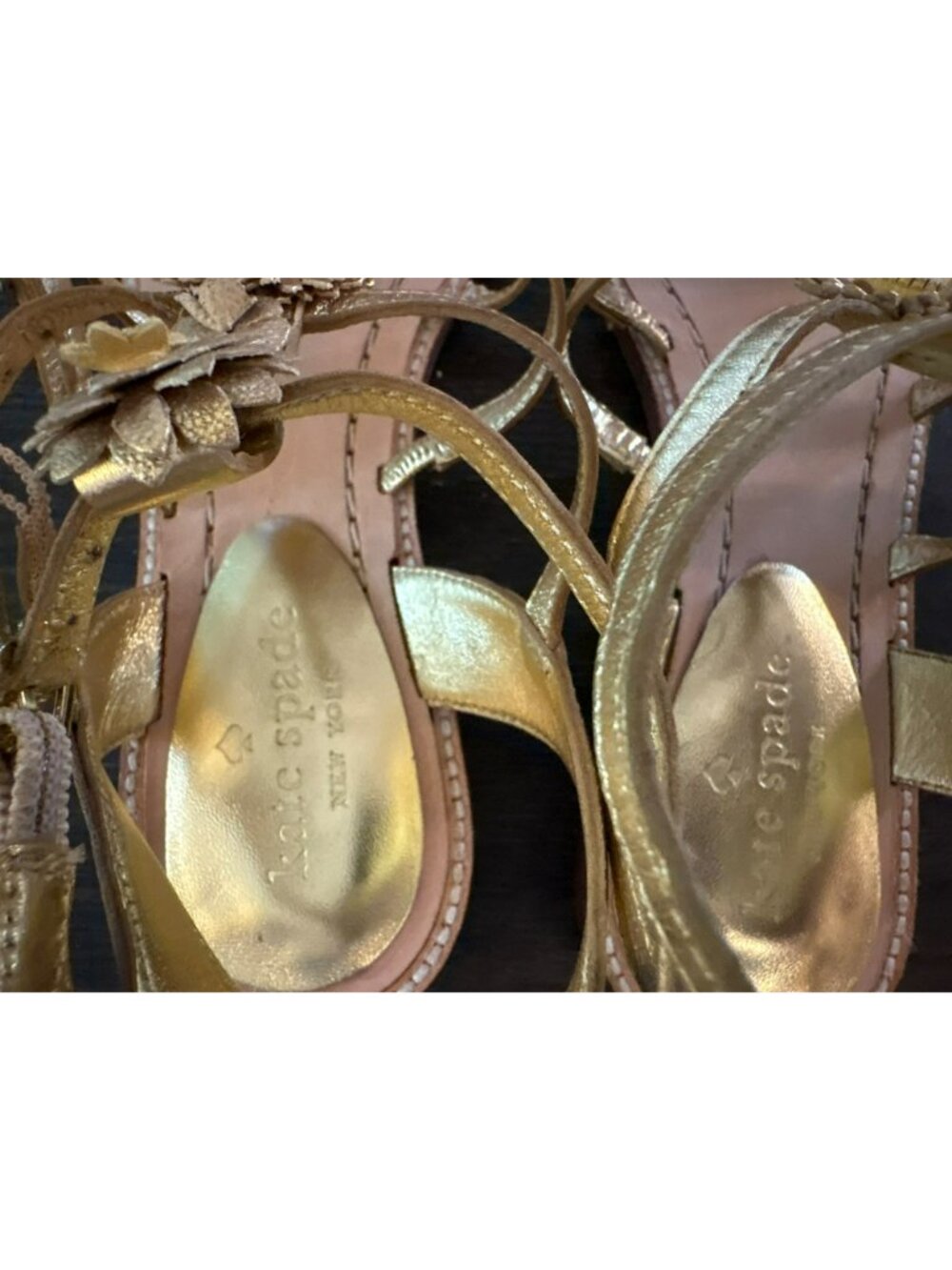 Kate Spade Sadia Metallic Napa Sandals Size 7.5 - Picture 9 of 10